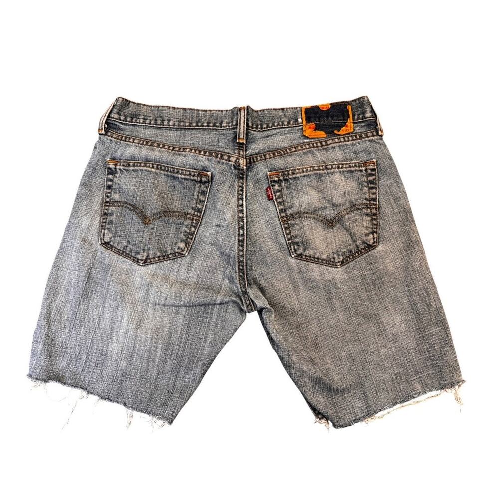Levi's 527 Denim Cut Off Shorts W34/35 Raw Hem Medium Wash Blue Woman Jorts